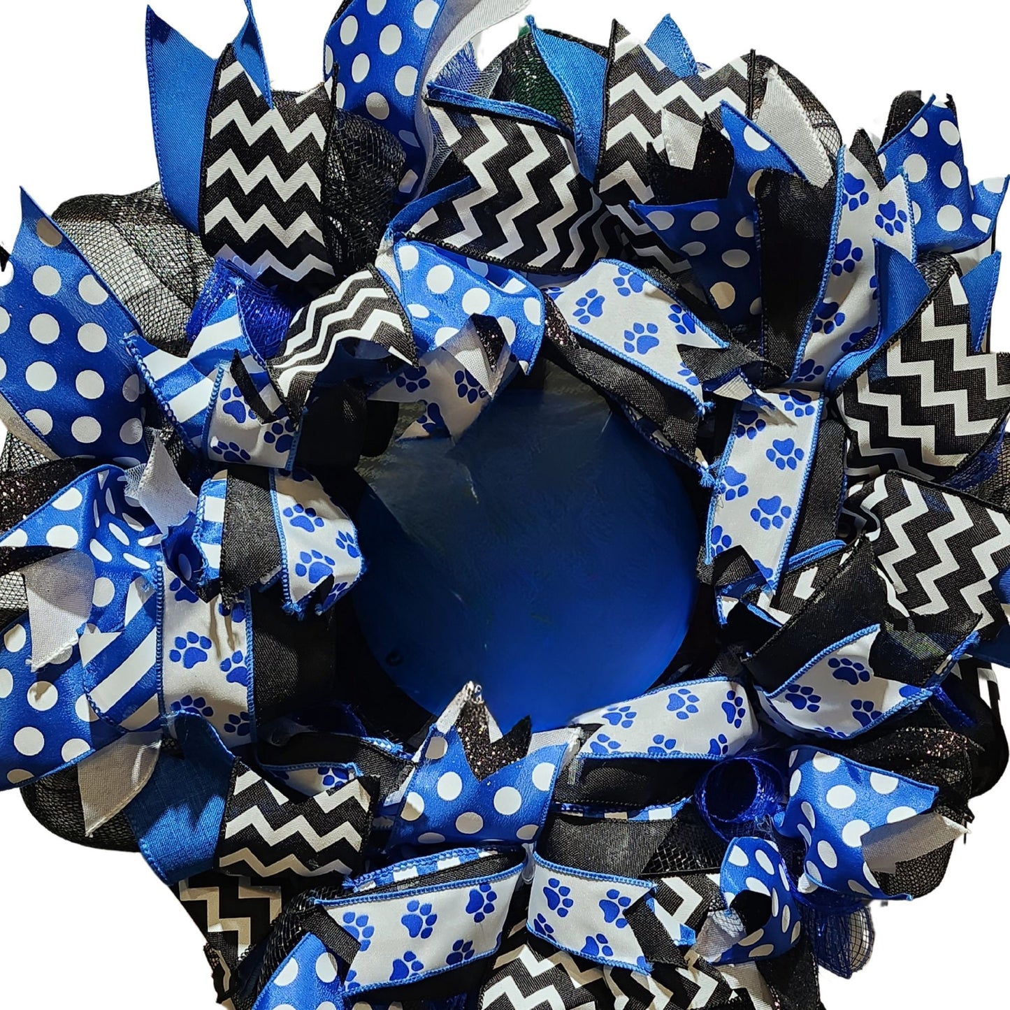 Blue Black and White Door Wreath
