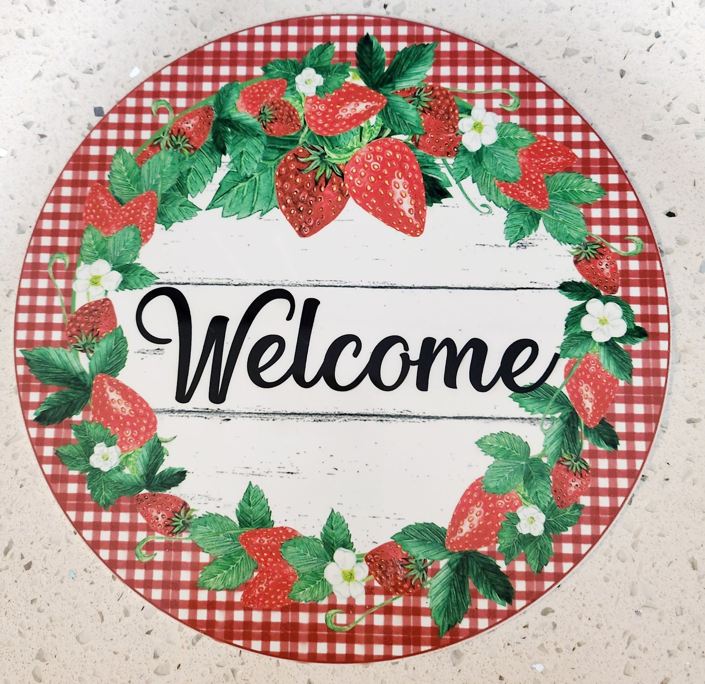8" Aluminum Strawberry Welcome sign