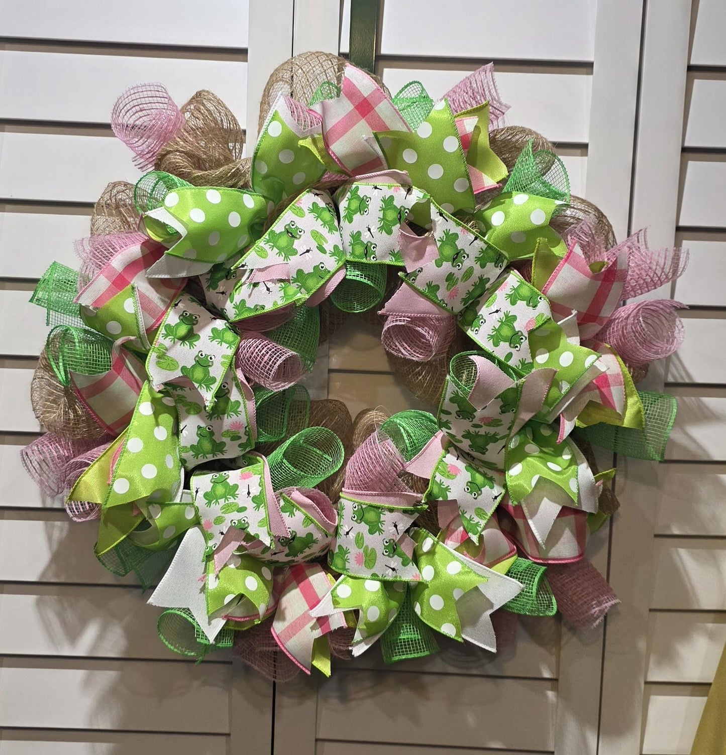 Whimsical Frog Wreath | Handmade Spring & Summer Door Decor | 22β or 24β Custom Wreath