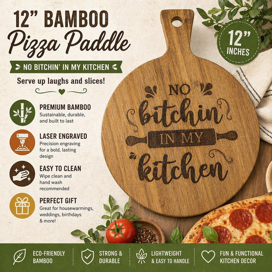 Custom Engraved Bamboo Pizza Paddle | Personalized Kitchen Gift