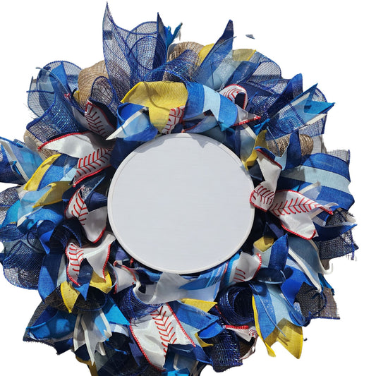 Blues White and Yellow Door Wreath