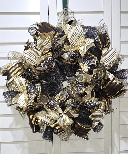 Black and Gold Door Wreath