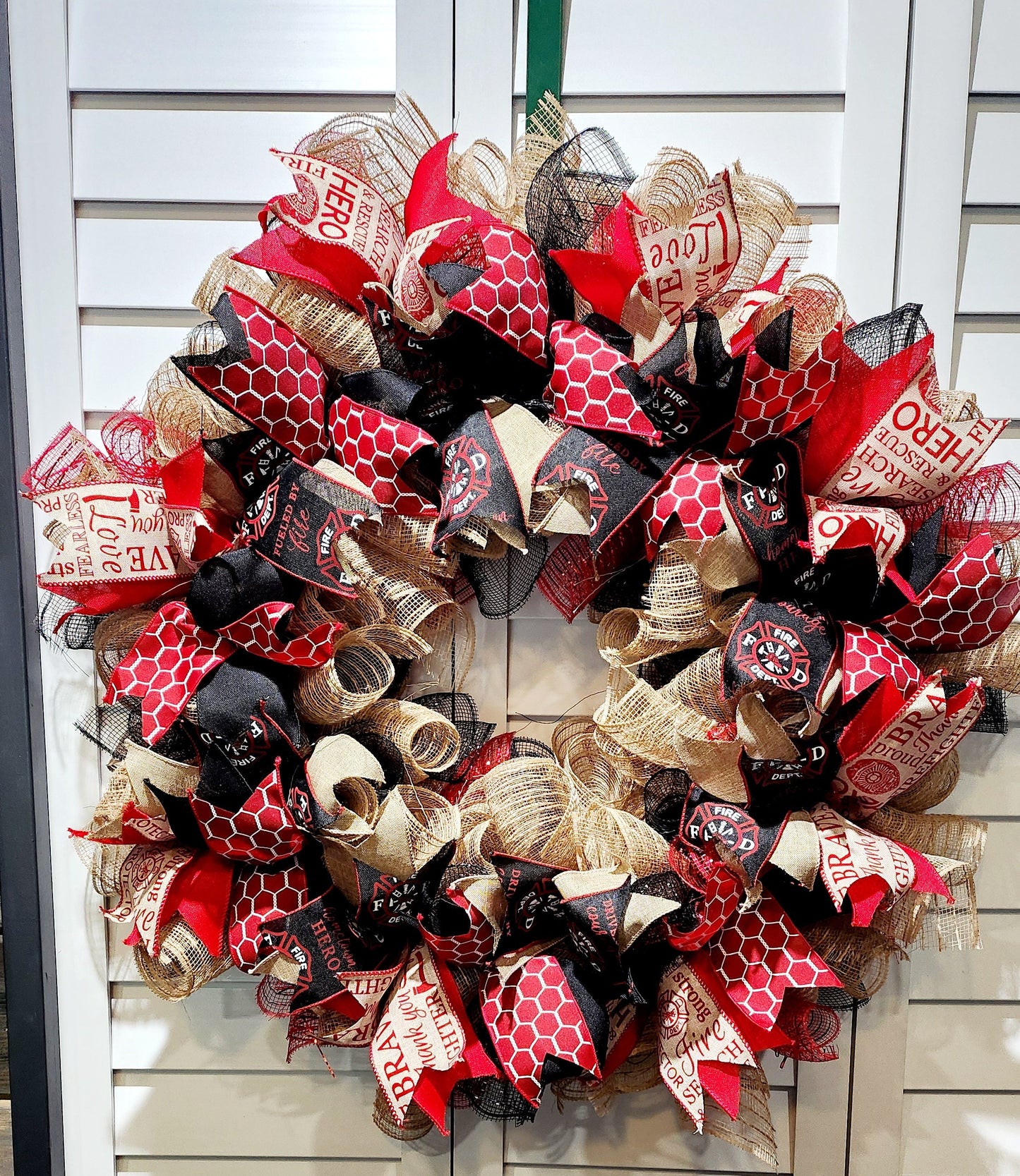 Handmade Firefighter Door Wreath First Responder Heroes