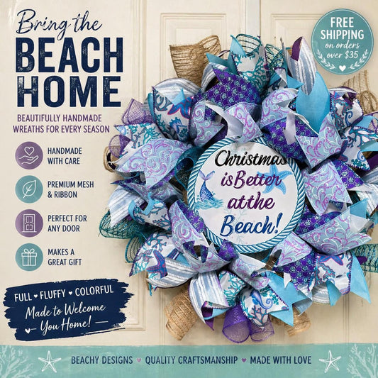 Christmas is Better at the Beach Handmade Door Wreath
