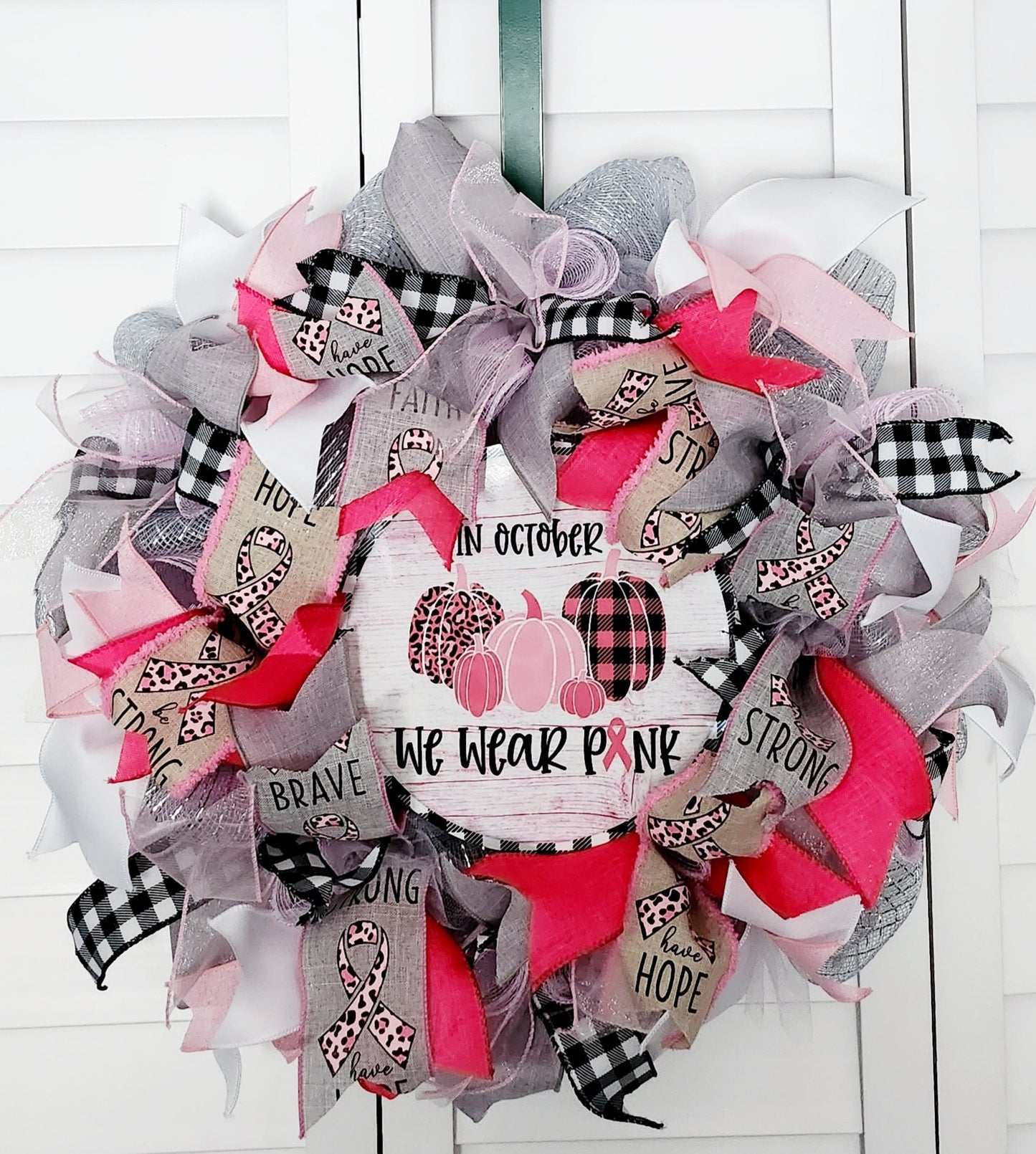 October Cancer Awareness Wreath