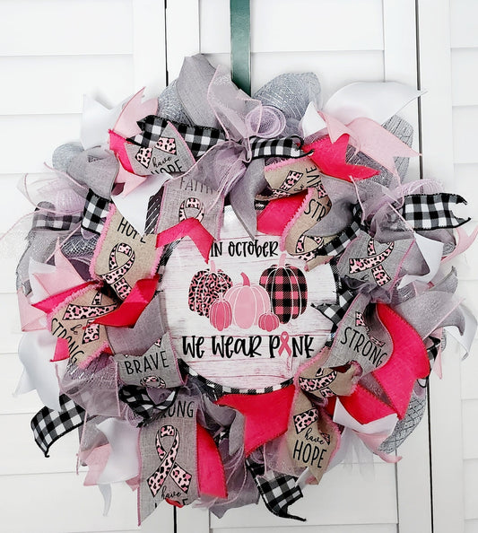 October Cancer Awareness Wreath