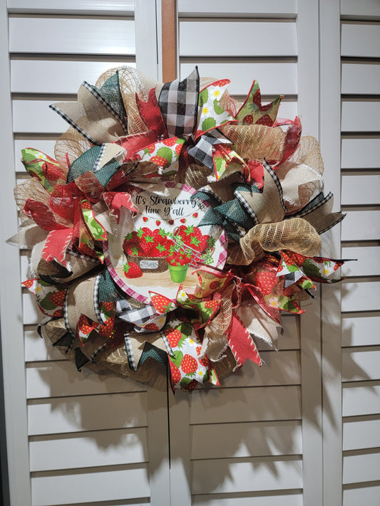 Strawberry Handmade Wreath Strawberries - Strawberry Time Y'all