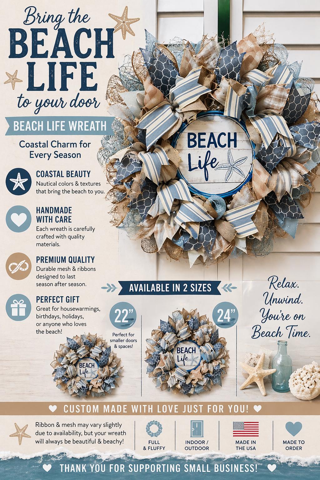 Beach Life Handmade Wreath #1