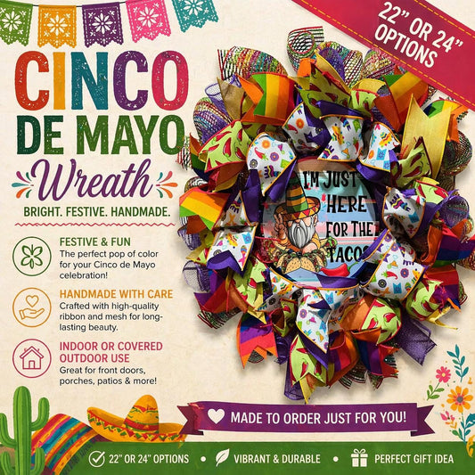 Cinco de Mayo Wreath Gnome Here for the Tacos!