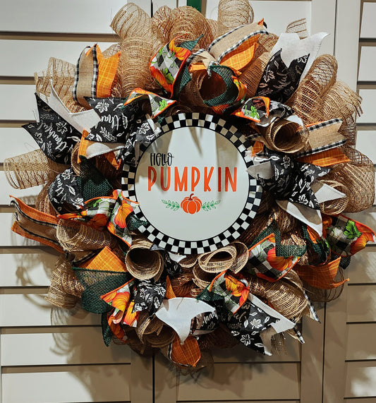 Hello Pumpkin! Handmade Door Wreath