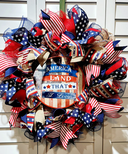 July 4th - America Land That I Love Door Wreath