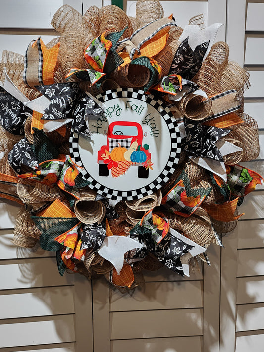 Happy Fall Y'all  Handmade Door Wreath