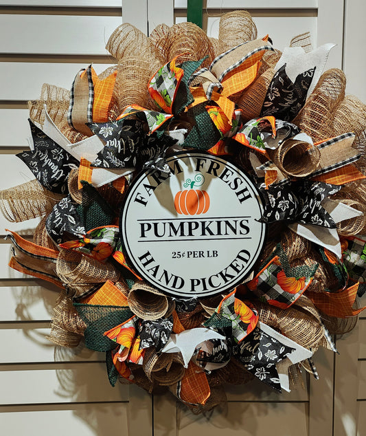 Farm Fresh Pumpkins Falll Handmade Door Wreath