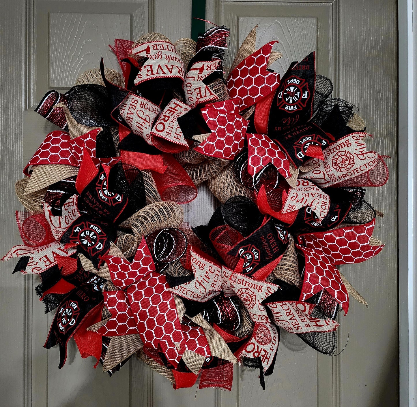 Handmade Firefighter Door Wreath First Responder Heroes