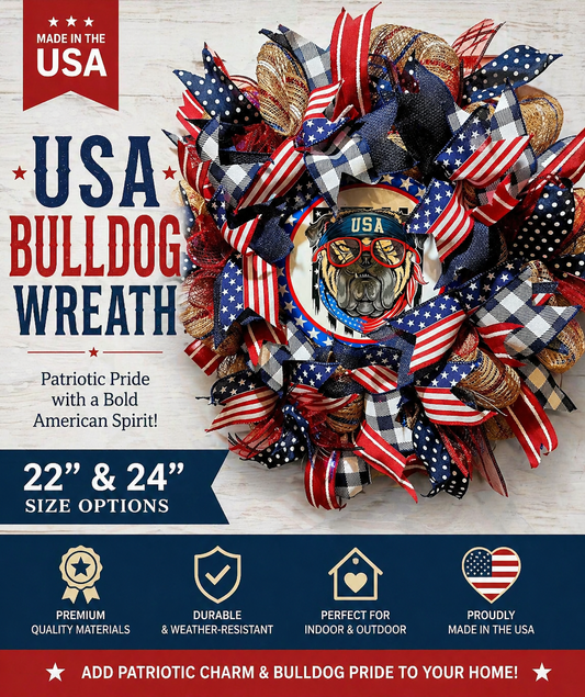 English Bulldog USA Door Wreath
