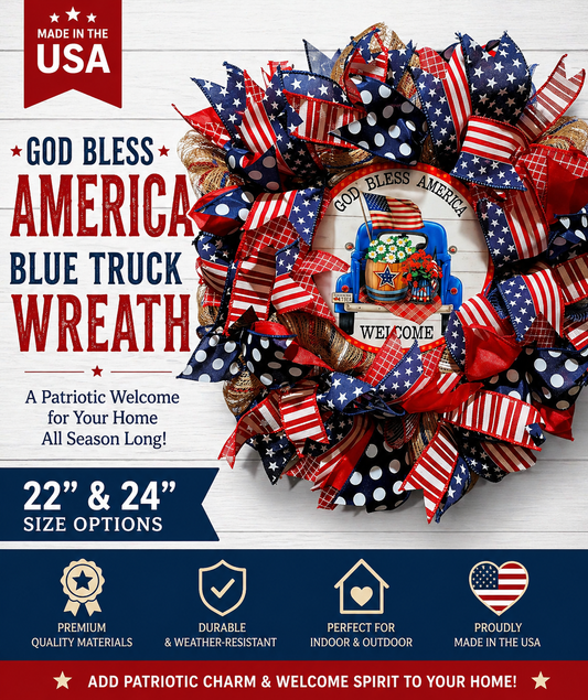 USA Flag - Blue Farm Truck Door Wreath #2