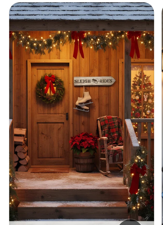 Laser Engraved Cedar Christmas Directional Sign - Choice of Color and Text 21.5" x 5"