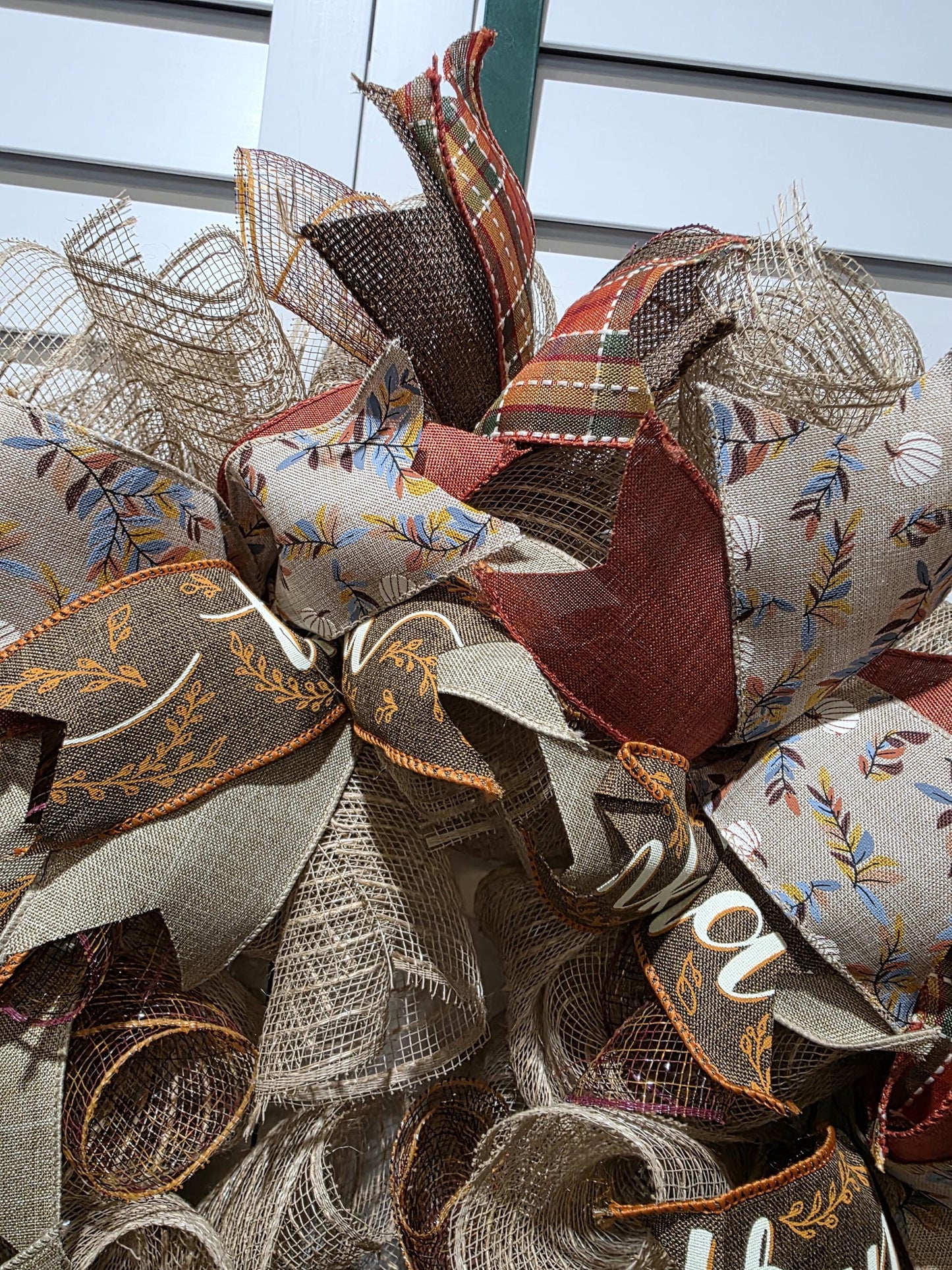 Handmade Wreath - Fall Colors - Thankful and White Pumpkins