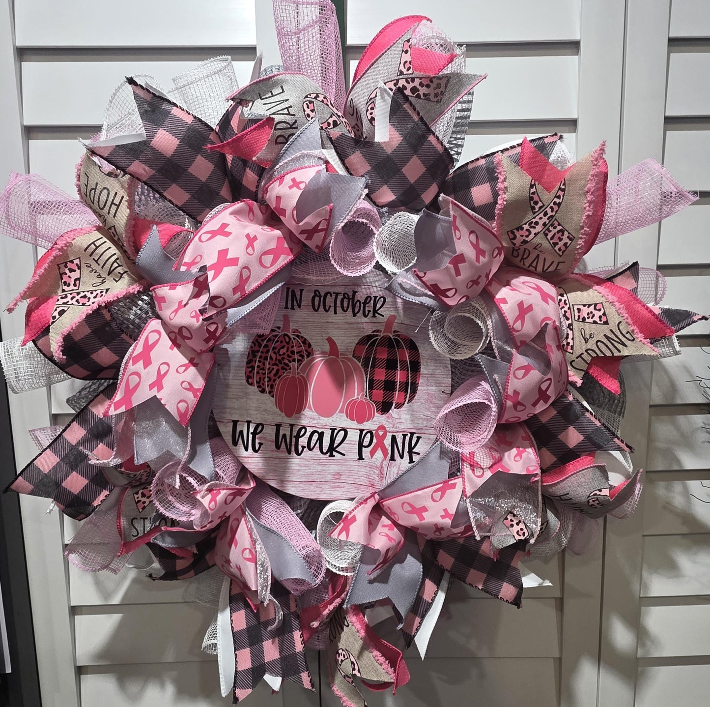 October Cancer Awareness Wreath