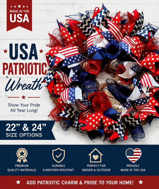 Royal Blue white and Red Door Wreath