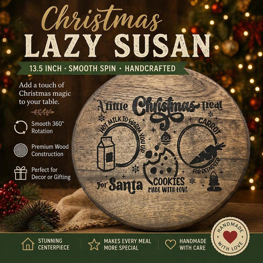 Treats for Santa 13 1/2" Wood Lazy Susan Laser Engraved