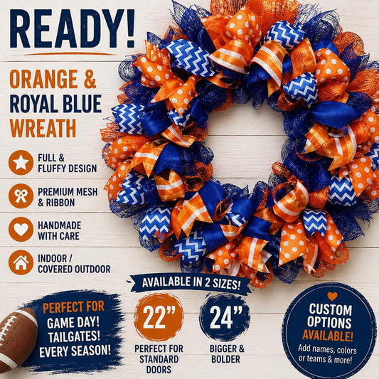 Orange and Blue Door Wreath